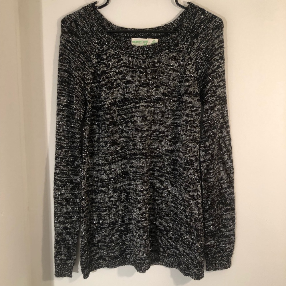 Dream Out Loud by Selena Gomez Loose Knit Sweater w/ Metallic Sparkle Sz. M